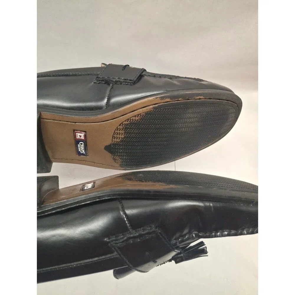 CHAPS Mens Loafer Dress Shoes Black 0968334 Leather Kiltie Tassel Slip On 12M